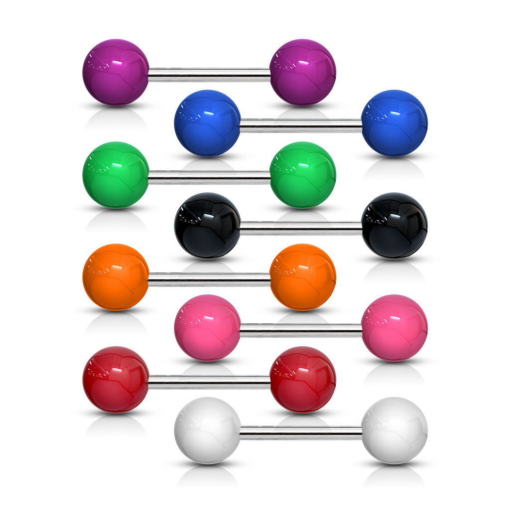 Solid Colored Acrylic Ball 316L Surgical Steel Barbell Barbell Skin Metals