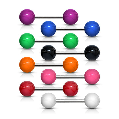 Solid Colored Acrylic Ball 316L Surgical Steel Barbell Barbell Skin Metals