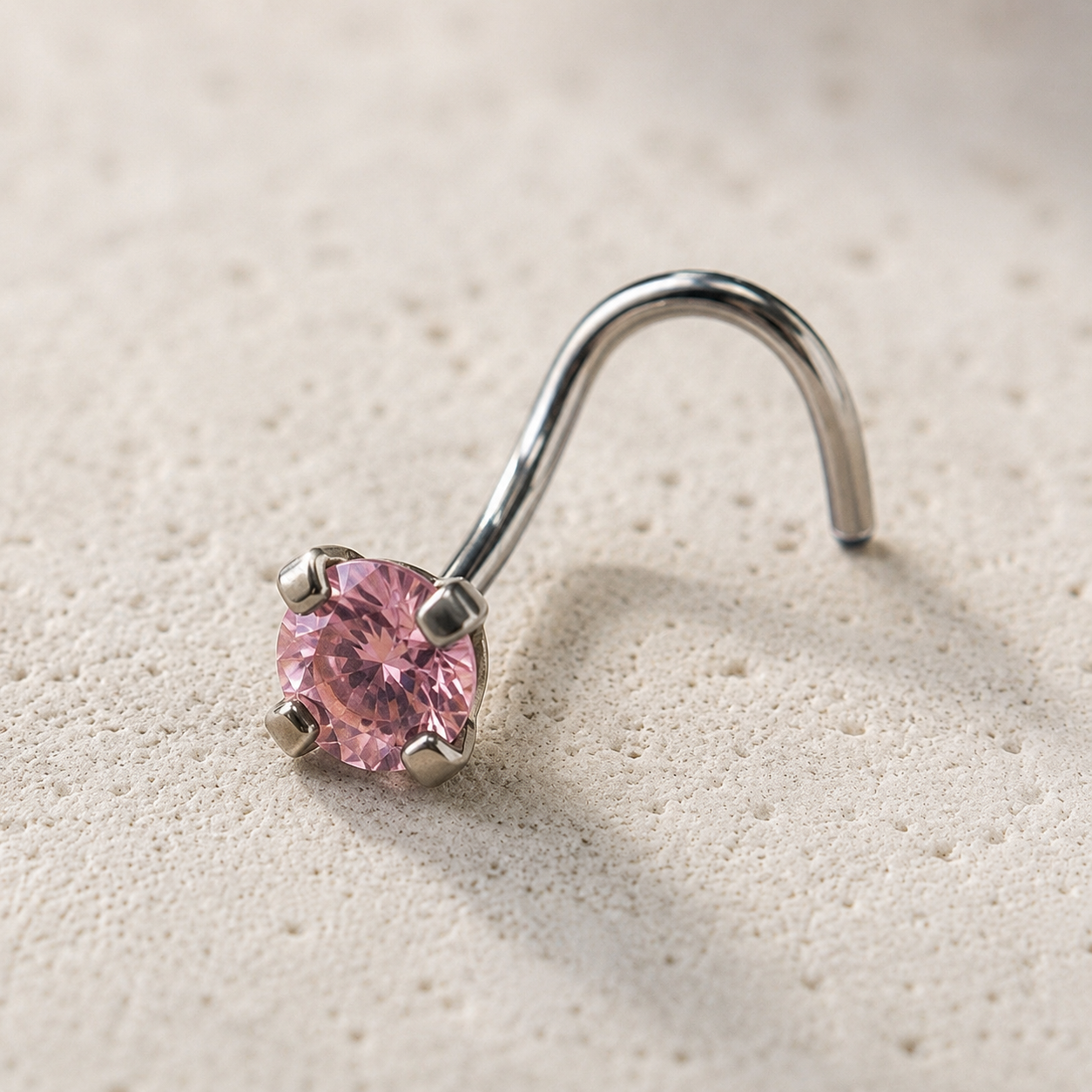 CZ Prong Set Screw Nose Ring 18G 20G | Cubic Zirconia Nose Stud | Implant Grade 316L Stainless Steel | Dainty Gem Nose Ring
