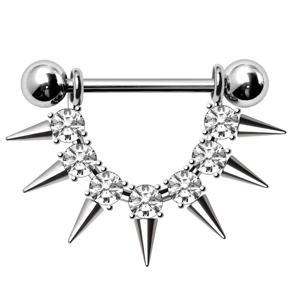 316L Stainless Steel CZ Spike Nipple Shield