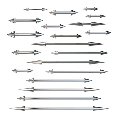 Spike On Both Sides 316L Surgical Steel Barbell Barbell Skin Metals