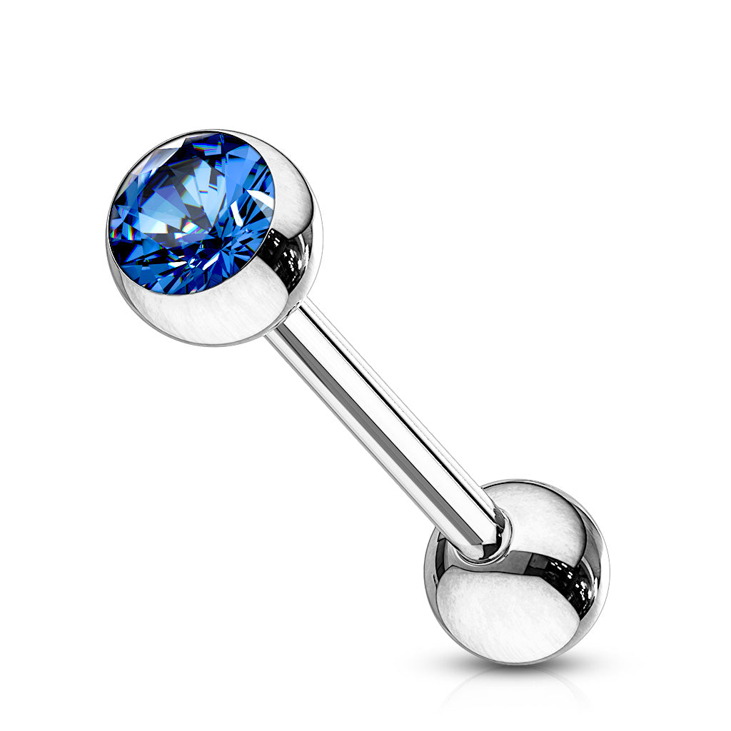 Implant Grade Titanium Internally Threaded Nipple Barbell With Pressed Fit CZ Set Ball Ends Nipple Barbell Skin Metals