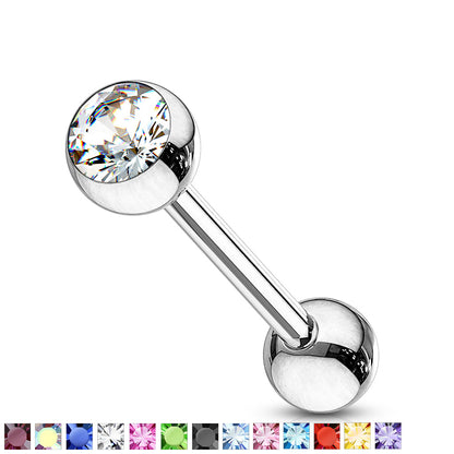 Implant Grade Titanium Internally Threaded Nipple Barbell With Pressed Fit CZ Set Ball Ends Nipple Barbell Skin Metals