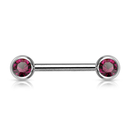 Double Front Facing Gem 316L Surgical Steel Barbell/Nipple Bar Barbell Skin Metals
