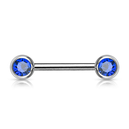 Double Front Facing Gem 316L Surgical Steel Barbell/Nipple Bar Barbell Skin Metals