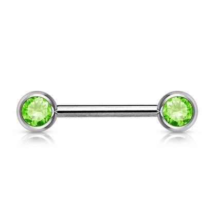 Double Front Facing Gem 316L Surgical Steel Barbell/Nipple Bar Barbell Skin Metals