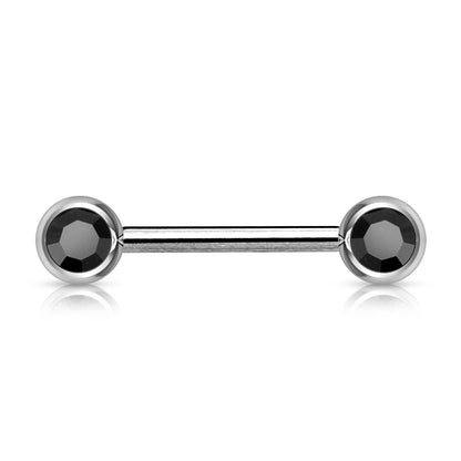 Double Front Facing Gem 316L Surgical Steel Barbell/Nipple Bar Barbell Skin Metals