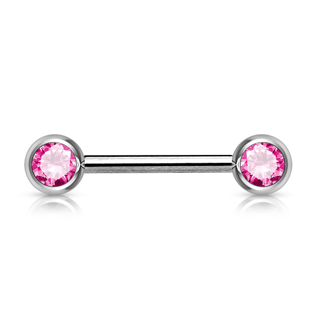Double Front Facing Gem 316L Surgical Steel Barbell/Nipple Bar Barbell Skin Metals