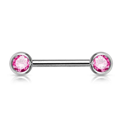 Double Front Facing Gem 316L Surgical Steel Barbell/Nipple Bar Barbell Skin Metals