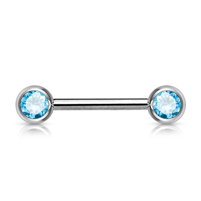 Double Front Facing Gem 316L Surgical Steel Barbell/Nipple Bar Barbell Skin Metals