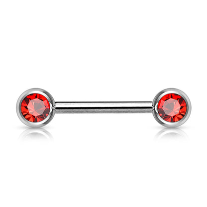 Double Front Facing Gem 316L Surgical Steel Barbell/Nipple Bar Barbell Skin Metals