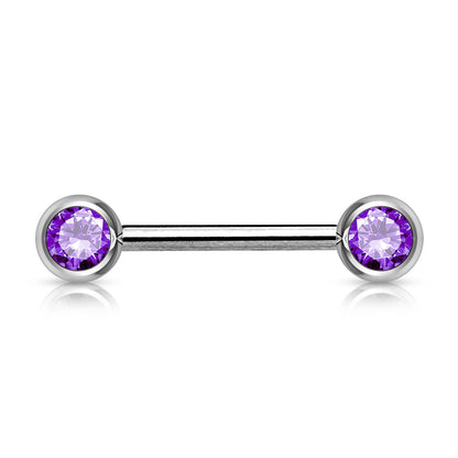 Double Front Facing Gem 316L Surgical Steel Barbell/Nipple Bar Barbell Skin Metals