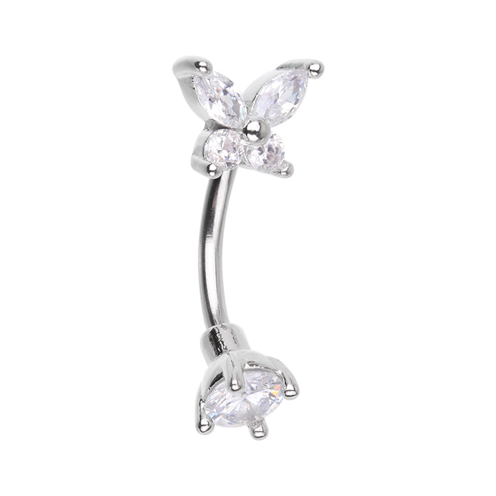 CZ Butterly Gem Prong Curved Barbell Eyebrow Ring Eyebrow Ring Impulse Piercings