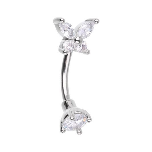 CZ Butterly Gem Prong Curved Barbell Eyebrow Ring Eyebrow Ring Impulse Piercings