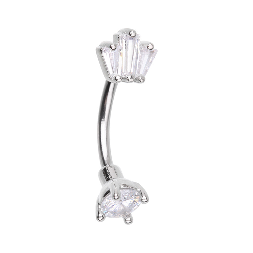 CZ Royalty Gem Prong Curved Barbell Eyebrow Ring Eyebrow Ring Impulse Piercings