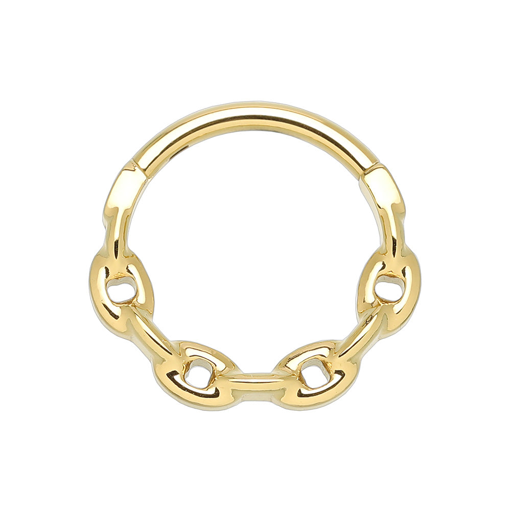 Golden Chain Link Steel Seamless Hinged Clicker Ring Clicker Ring Skin Metals