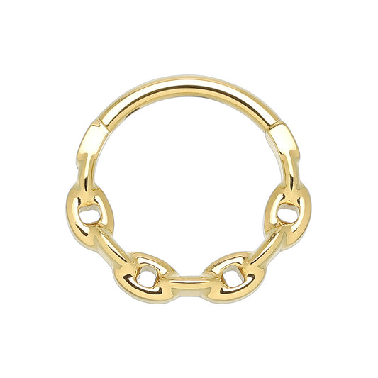 Golden Chain Link Steel Seamless Hinged Clicker Ring Clicker Ring Skin Metals