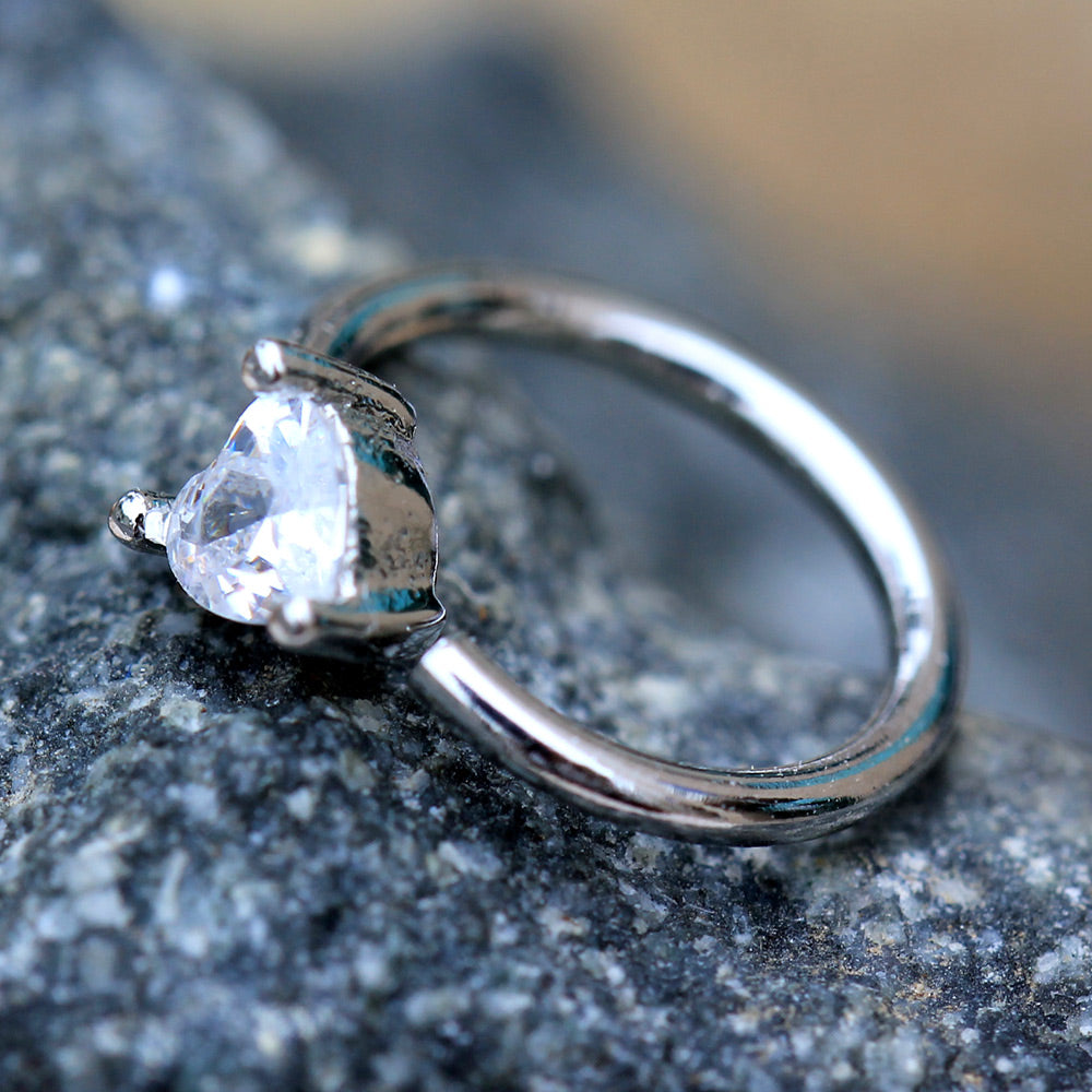 Prong Set Heart CZ Seamless Ring - Skin Metals