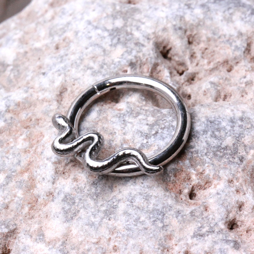 Stainless Steel Snake Hinged Clicker Ring Cartilage Earring Skin Metals