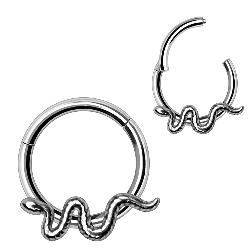 Stainless Steel Snake Hinged Clicker Ring Cartilage Earring Skin Metals