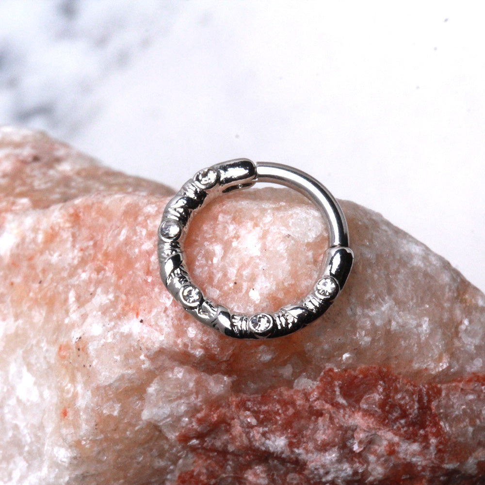 316L Stainless Steel Rope Design Multi-Jeweled Clicker Ring Cartilage Earring Skin Metals