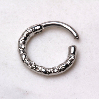 316L Stainless Steel Rope Design Multi-Jeweled Clicker Ring Cartilage Earring Skin Metals