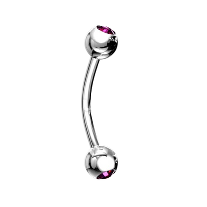 Press Fit Gem Ball On Both Side 316L Surgical Steel Curved Barbell Barbell Skin Metals