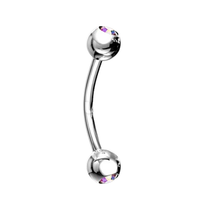 Press Fit Gem Ball On Both Side 316L Surgical Steel Curved Barbell Barbell Skin Metals