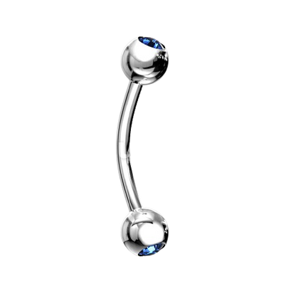 Press Fit Gem Ball On Both Side 316L Surgical Steel Curved Barbell Barbell Skin Metals