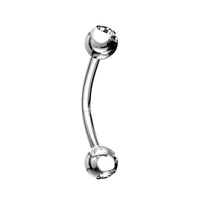 Press Fit Gem Ball On Both Side 316L Surgical Steel Curved Barbell Barbell Skin Metals