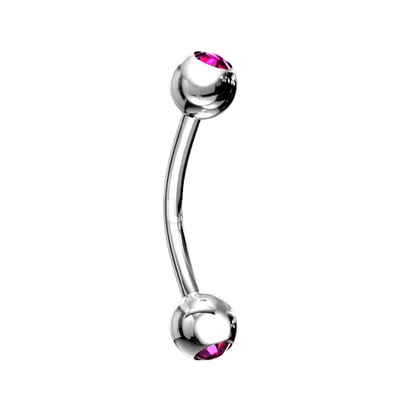 Press Fit Gem Ball On Both Side 316L Surgical Steel Curved Barbell Barbell Skin Metals