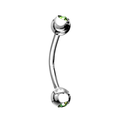 Press Fit Gem Ball On Both Side 316L Surgical Steel Curved Barbell Barbell Skin Metals