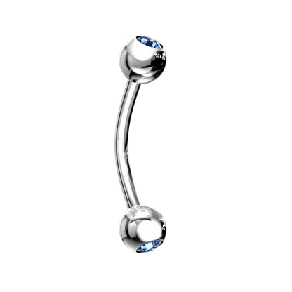 Press Fit Gem Ball On Both Side 316L Surgical Steel Curved Barbell Barbell Skin Metals