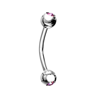 Press Fit Gem Ball On Both Side 316L Surgical Steel Curved Barbell Barbell Skin Metals