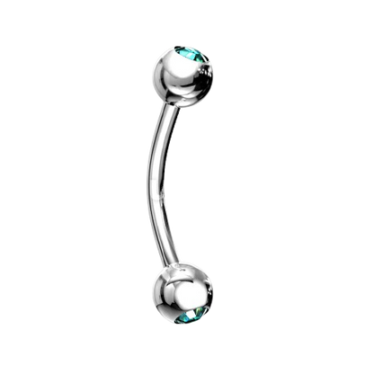 Press Fit Gem Ball On Both Side 316L Surgical Steel Curved Barbell Barbell Skin Metals