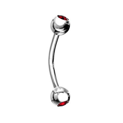 Press Fit Gem Ball On Both Side 316L Surgical Steel Curved Barbell Barbell Skin Metals