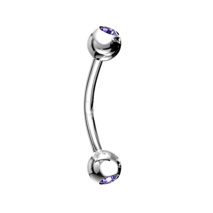 Press Fit Gem Ball On Both Side 316L Surgical Steel Curved Barbell Barbell Skin Metals
