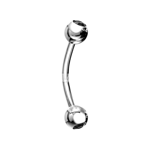 Press Fit Gem Ball On Both Side 316L Surgical Steel Curved Barbell Barbell Skin Metals