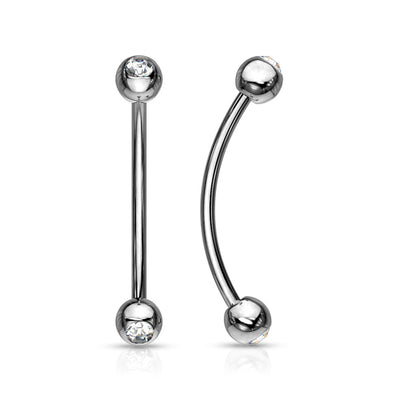 316L Surgical Steel Curved Barbell with Gemmed Ends for Snake Eye Piercings and More Curved Barbell Skin Metals