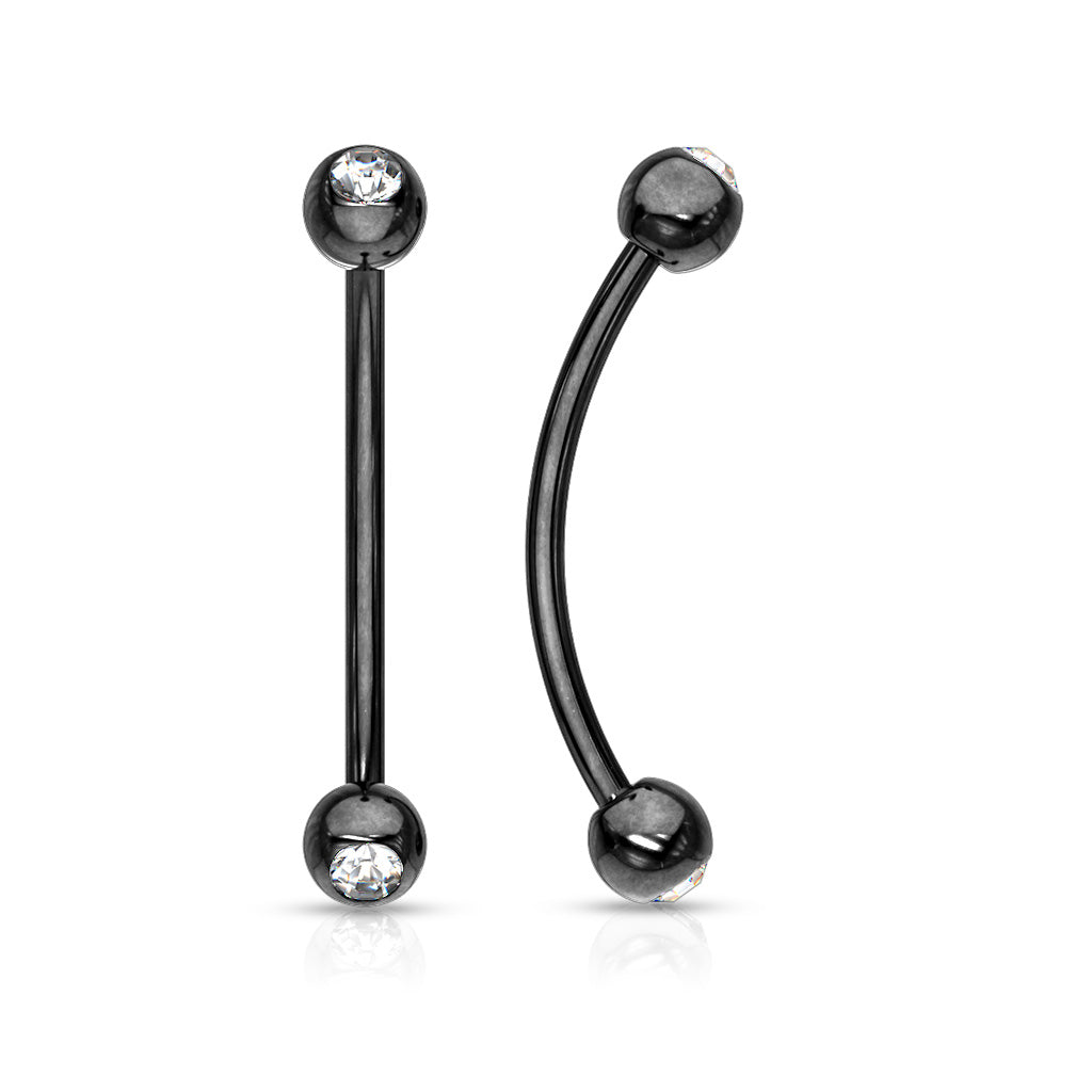 316L Surgical Steel Curved Barbell with Gemmed Ends for Snake Eye Piercings and More Curved Barbell Skin Metals