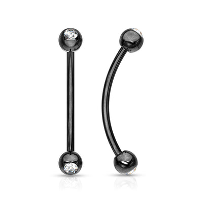 316L Surgical Steel Curved Barbell with Gemmed Ends for Snake Eye Piercings and More Curved Barbell Skin Metals