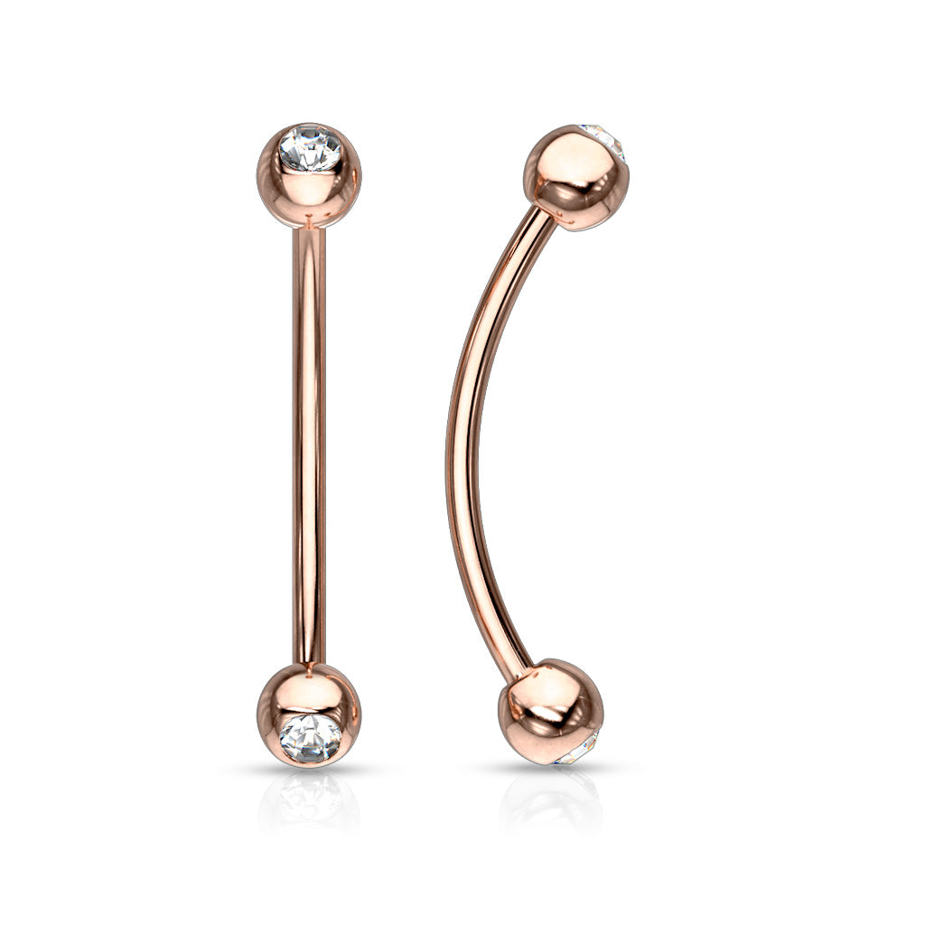 316L Surgical Steel Curved Barbell with Gemmed Ends for Snake Eye Piercings and More Curved Barbell Skin Metals