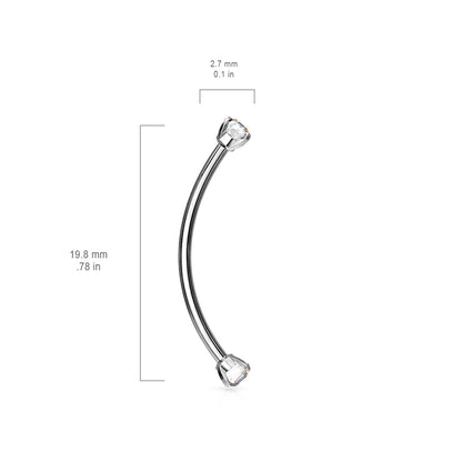 Surgical Steel Round CZ Ends for Snake Eye Piercings Curved Barbells Eyebrow Ring Skin Metals
