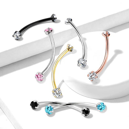 Surgical Steel Round CZ Ends for Snake Eye Piercings Curved Barbells Eyebrow Ring Skin Metals