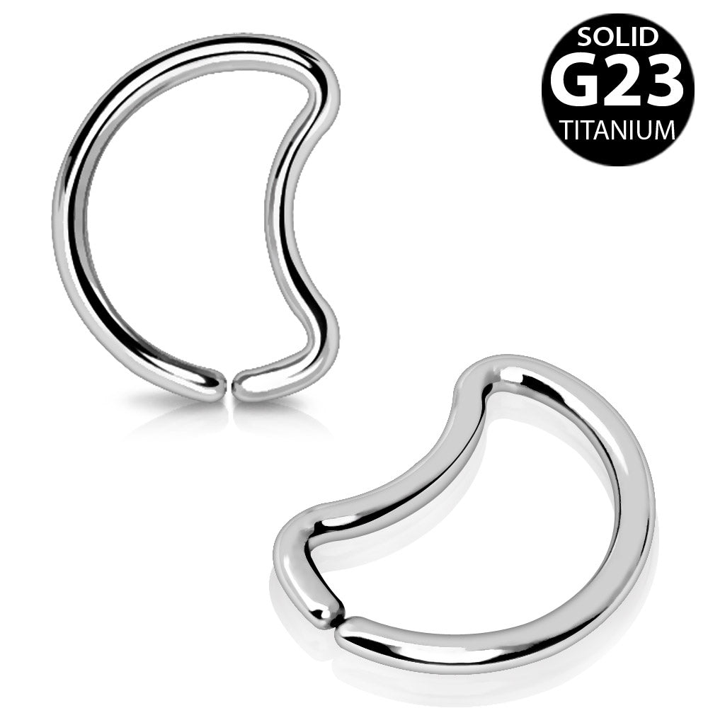 Titanium Crescent Moon Seamless Cartilage Ring 16G - Skin Metals