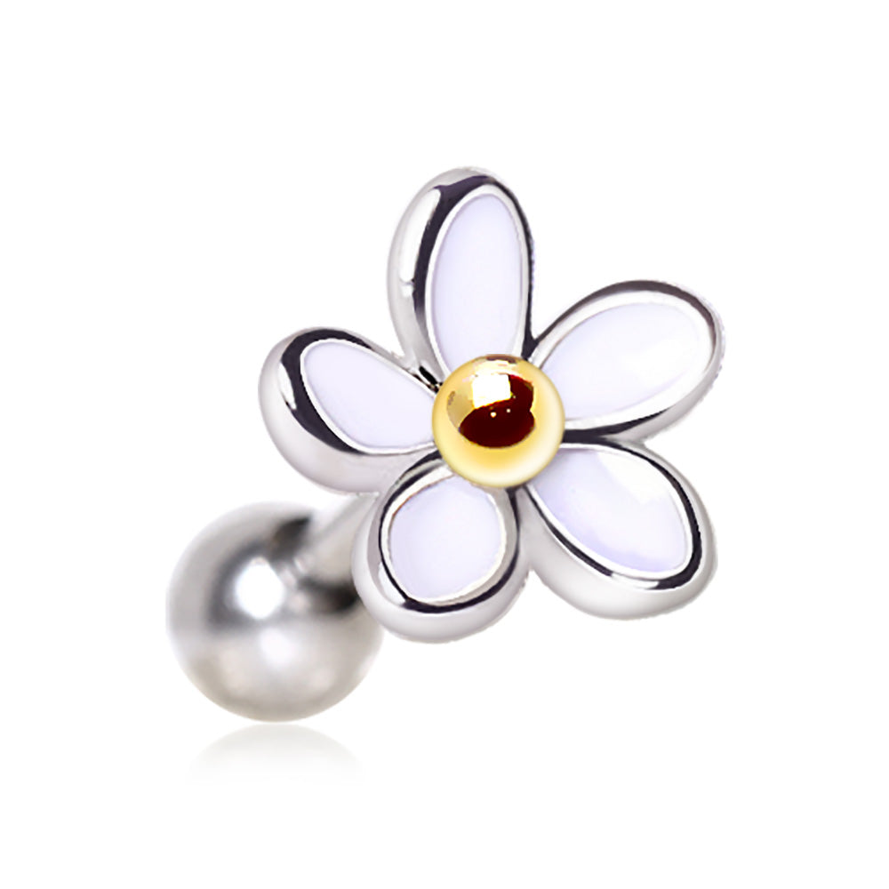 316L Surgical Steel Sweet White Daisy Cartilage Earring - Skin Metals