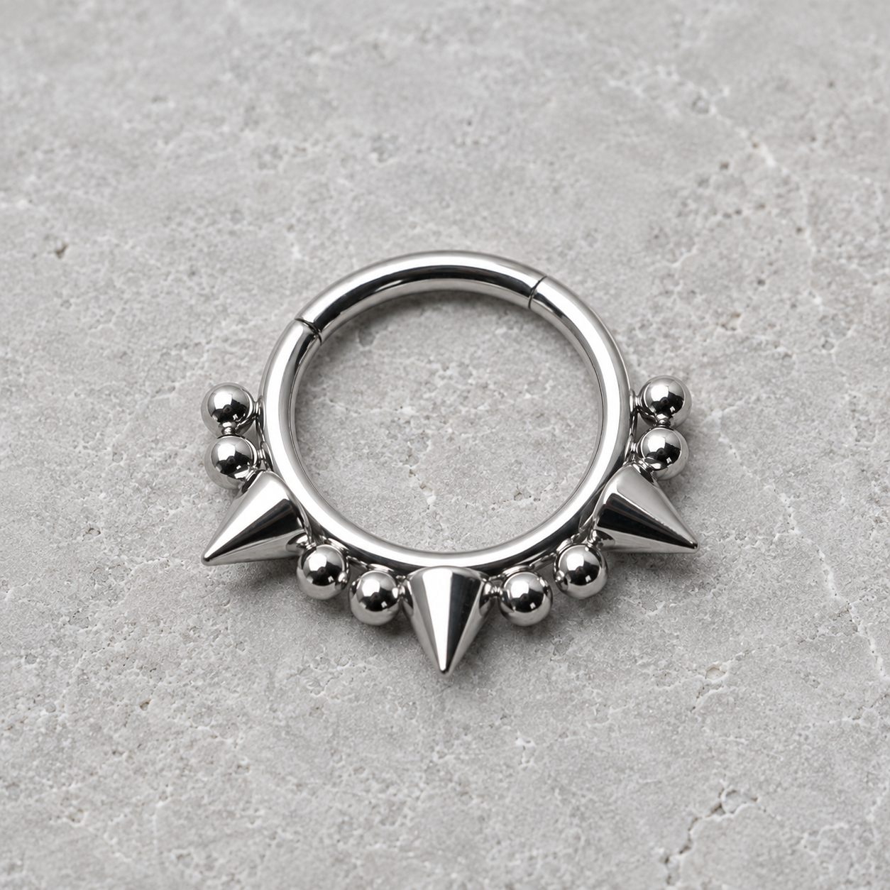 Ornate Spike Hinged Clicker Ring