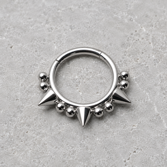 Ornate Spike Hinged Clicker Ring