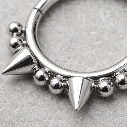Ornate Spike Hinged Clicker Ring