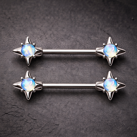 Stainless Steel Moonlight Stone North Star Nipple Bar Nipple Barbell Skin Metals